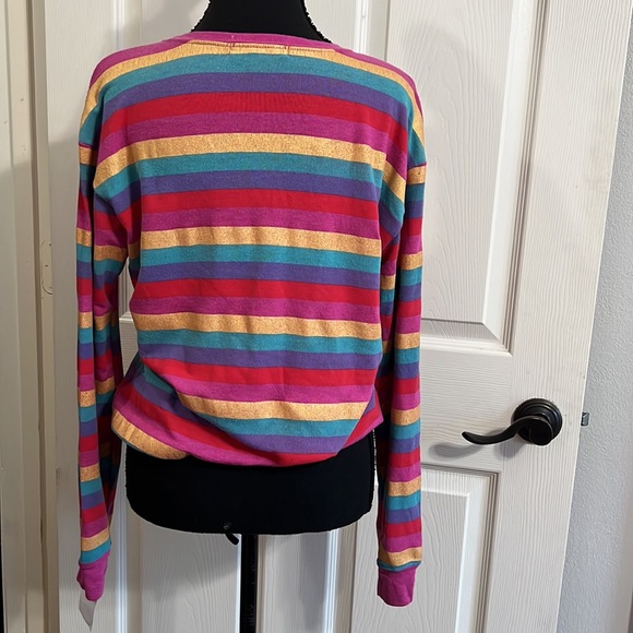 1058 Women’s  SpiritualGangster LongSleeve MetallicStripe Sweatshirt sz M - Picture 11 of 12